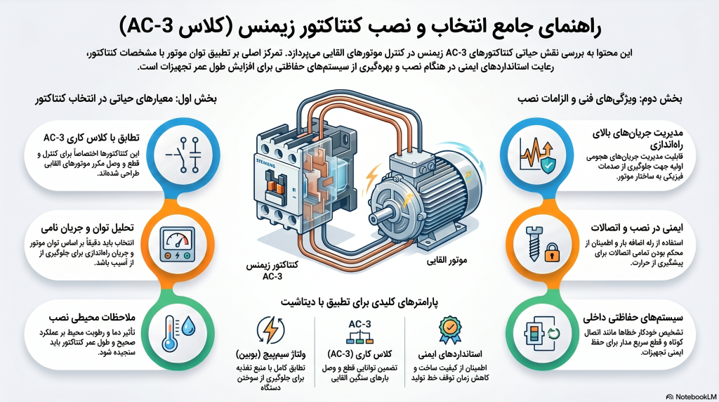 انتخاب کنتاکتور زیمنس بر اساس توان موتور | کلاس کاری AC-3