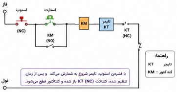 مدار فرمان با تایمر تاخیر در قطع