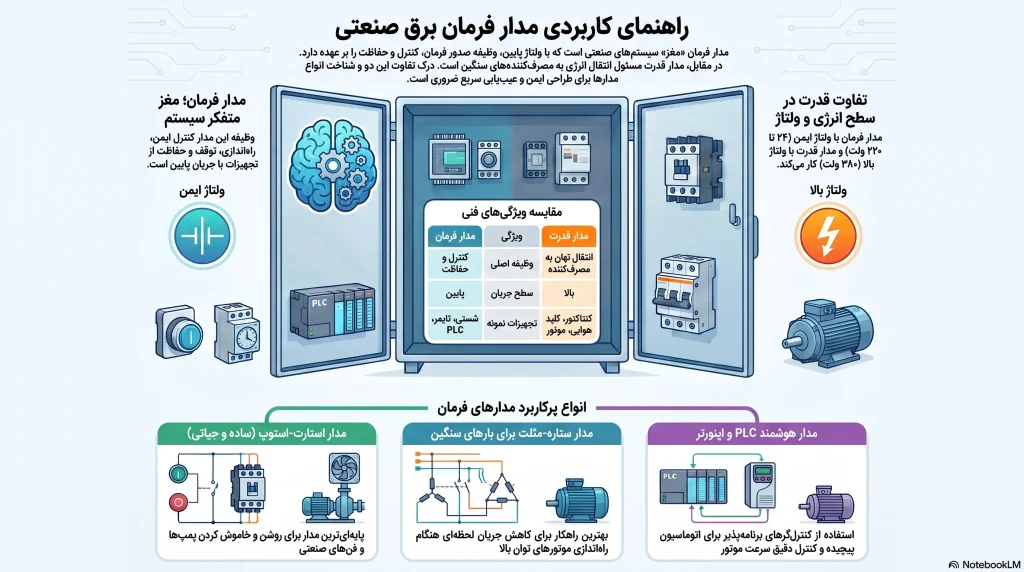 مدار فرمان برق صنعتی چیست؟ معرفی انواع، اجرا، کاربرد و تفاوت با مدار قدرت