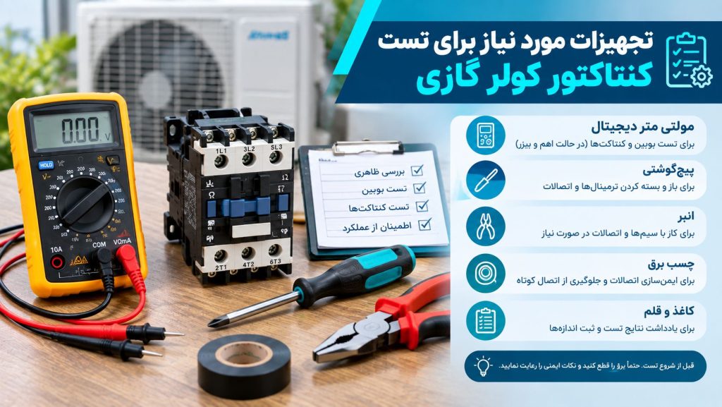 لوازم مورد نیاز برای تست کنتاکتور کولر گازی